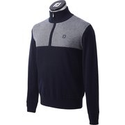 フットジョイ 防風　ハーフジップセーター MEN'S ヘリンボーン柄 防風裏地付き 長袖フルジップセーター