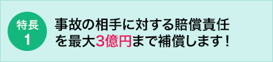 【特長1】事故の相手に対する賠償責任を最大3億円まで補償します!