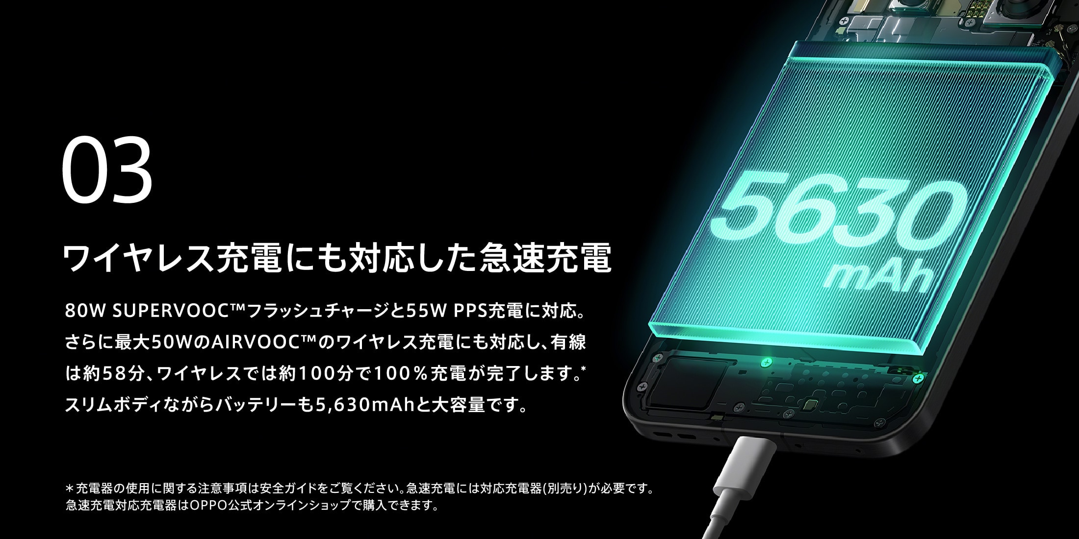03 ワイヤレス充電にも対応した急速充電