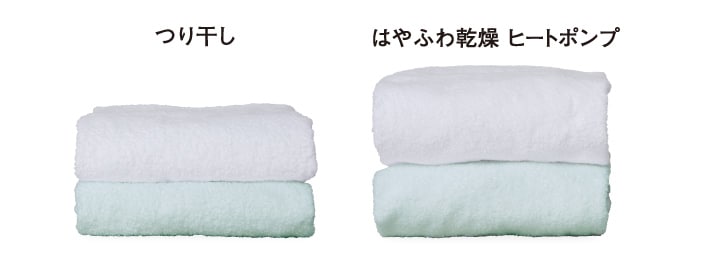 つり干しとはやふわ乾燥ヒートポンプ 仕上げ比較イメージ