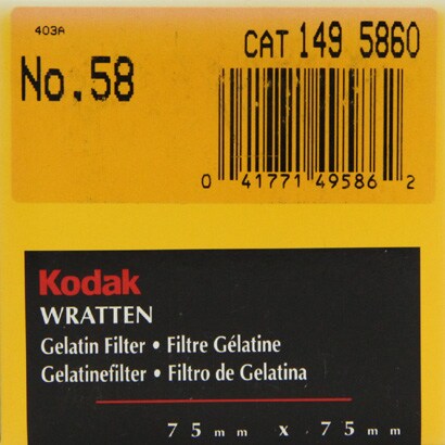 Kodak フィルター 3インチ角 [75mmラッテンフィルター No.58]