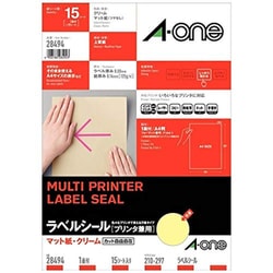 マルチプリンタラベル 色上質タイプ クリーム A4判 ノーカット 15シート 28494