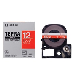 テプラPROテープ ビビッドオレンジ 白文字 12mm幅 8m SD12D