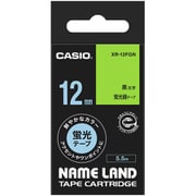 カシオネームランドテープ 蛍光色タイプ 蛍光緑色テープ黒文字 幅12mm 長5.5m XR-12FGN