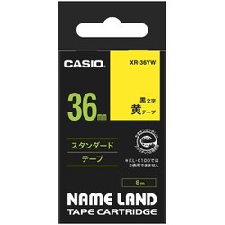 カシオネームランドテープ スタンダードタイプ 黄色テープ黒文字 幅36mm 長さ8m XR-36YW