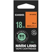 カシオネームランドテープ 蛍光色タイプ 蛍光オレンジテープ黒文字 幅18mm 長さ5.5m XR-18FOE