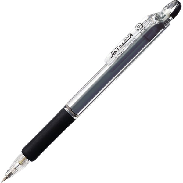 シャープペン ジムメカ 0.5mm ノック式 ラバーグリップ 本体色：黒 KRM-100-BK