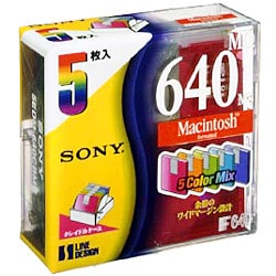 5EDM640CBMX [MO 640MB 5枚 Macフォーマット カラーミックス]