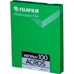 白黒フィルム NEOPAN100 ACROS 4X5  20シート入