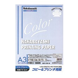 コピー&プリンタ用紙 カラータイプ A3 100枚入 ブルー HCP-3101-B