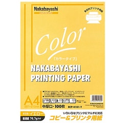 コピー&プリンタ用紙 カラータイプ A4 100枚入 イエロー HCP-4101-Y