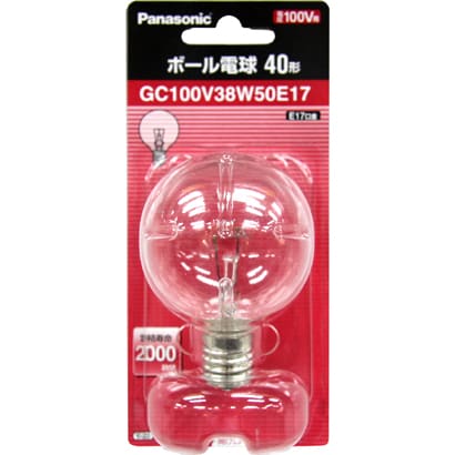 白熱電球 ボール電球 E17口金 100V 40W形（38W） 50mm径 クリア GC100V38W50E17