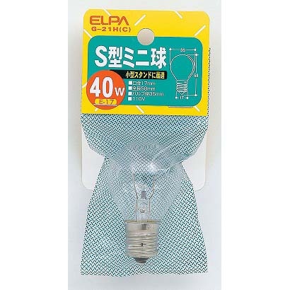 白熱電球 S形ミニ球 E17口金 110V 40W形 35mm径 クリア G-21H(C)