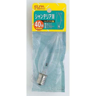白熱電球 シャンデリア球 E17口金 100～110V 40W形 32mm径 クリア G-66H(C)