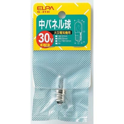 白熱電球 中パネル球 E12口金 30V 2W 13mm径 クリア G-31H