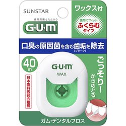 ガム・デンタルフロス ワックス付 40m ふくらむタイプ [歯間ケア]