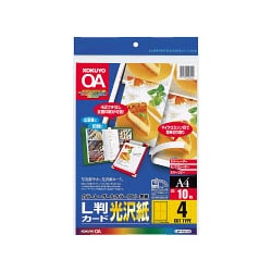 カラーLBP＆PPC用L判カード 光沢紙 A4 4面 10枚 LBP-FG1312