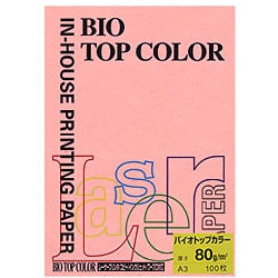 バイオトップカラー 両面 プリンター用紙 ピンク 80g/m2 A3 100枚 BT204
