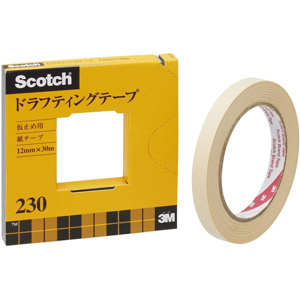 スコッチ ドラフティングテープ 230 (大巻) カッターつき個箱入り 12mm×30m 230-3-12