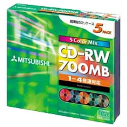CD-RW 700MB 5枚 カラーミックス SW80QM5
