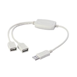 USB分配ケーブル 2ポート アイボリー 0.26m AU03-US