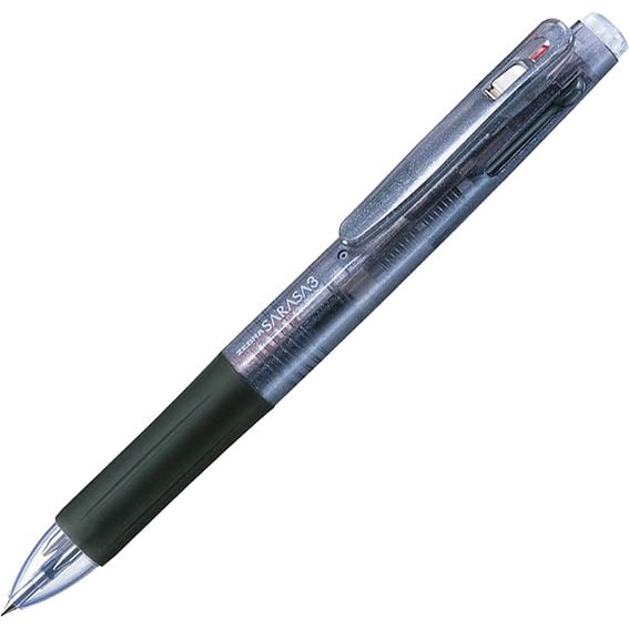 多色ジェルボールペン サラサ3 0.5mm ノック式 インク色：3色（黒・青・赤） 本体色：黒 ポケッセーフ機構搭載 J3J2-BK