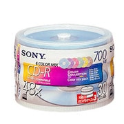 CD-R 700MB 48倍速対応 30枚 カラーミックス 30CDQ80FXSP