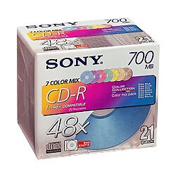 CD-R 700MB 48倍速対応 21枚 カラーミックス 21CDQ80FX