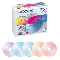CD-R 700MB 48倍速対応 10枚 カラーミックス 10CDQ80FX