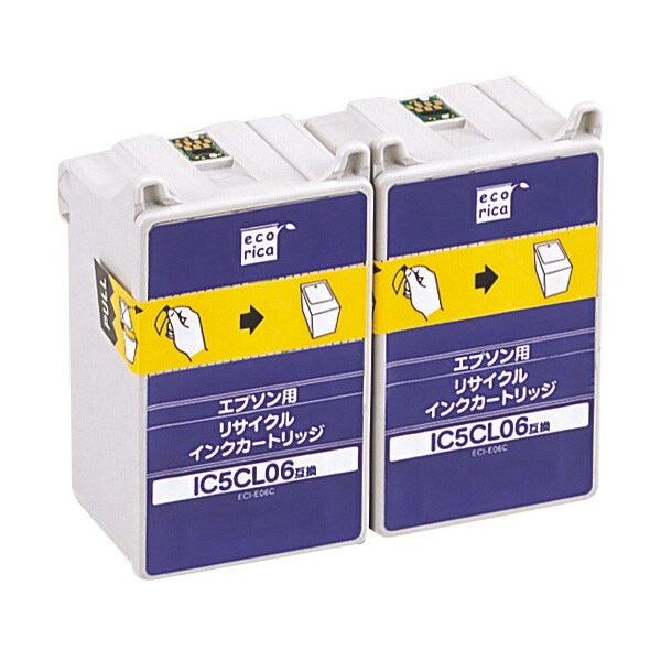 エプソン IC5CL06W 互換リサイクルインクカートリッジ カラー2本パック ECI-E06C2P