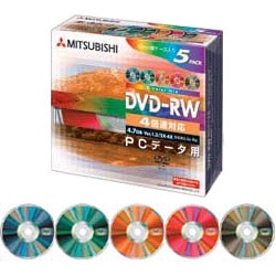 DVD-RW 4.7GB 4倍速対応 5枚 カラーミックス DHW47YM5
