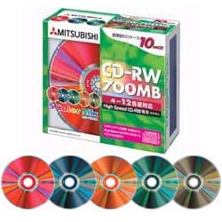 CD-RW 700MB 12倍速対応 10枚 カラーミックス SW80EM10