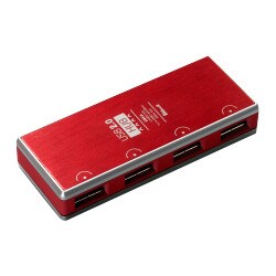 USB2.0 4ポートHUB アルミレッド HBHA4RD