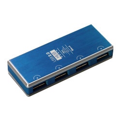 USB2.0 4ポートHUB アルミブルー HBHA4BL