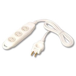 セーフティタップ2ピン 回転式シャッタータイプ 3個口 ホワイト 5m TA23K5WH