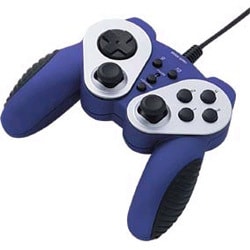 振動機能 デジタル/アナログ 12ボタン USBゲームパッド ラバーブルー JY-P58UB
