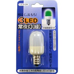 LED電球 E12口金 緑 0.2W LE3GR