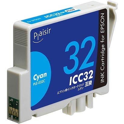 互換インクカートリッジ エプソン ICC32 シアン（染料） PLE-E32C