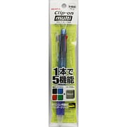 多機能ペン クリップ-オン マルチ ボール径:0.7mm ノック式 インク色:4色(黒・青・赤・緑) シャープペン芯径:0.5mm 本体色:青 可動式バインダークリップ搭載 パック仕様 P-B4SA1-BL