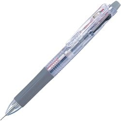 多機能ジェルボールペン サラサ2+S ボール径：0.5mm ノック式 インク色：2色（黒・赤） シャープペン芯径：0.5mm 本体色：透明 可動式バインダークリップ搭載 SJ2-C