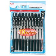 油性ボールペン ドット・イー(.e) ボール 細字0.7mm ノック式 インク色:黒 本体色:ブラック 10本パック XBK127A0