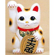 招き猫 [招き猫 白 6寸 右]
