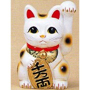 招き猫 [招き猫 白 6寸 左]