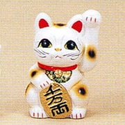 招き猫 [招き猫 白 4.5寸 左]