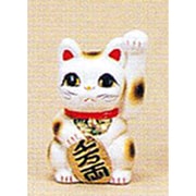 招き猫 [招き猫 白 3寸 左]