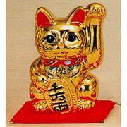 招き猫 [招き猫 金 5寸 左]