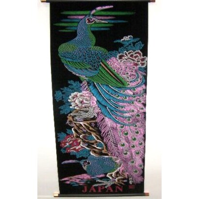 掛け軸 Tapestry [KAKEZIKU Peacock M 孔雀 赤]