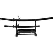 装飾刀 Japanese Ornamental Sword [黒石目 Kuroishime 大刀小刀セット 木製スタンド付]