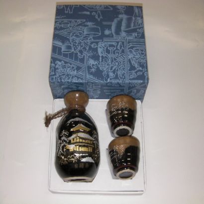 徳利 TOKKURI お猪口 Ochoko セット SET [金閣寺 Kinkakuji 黒]