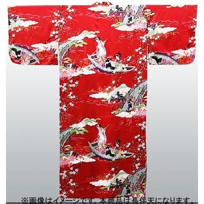 1157 [シルクサテン 舟遊び 長伴天 赤]
